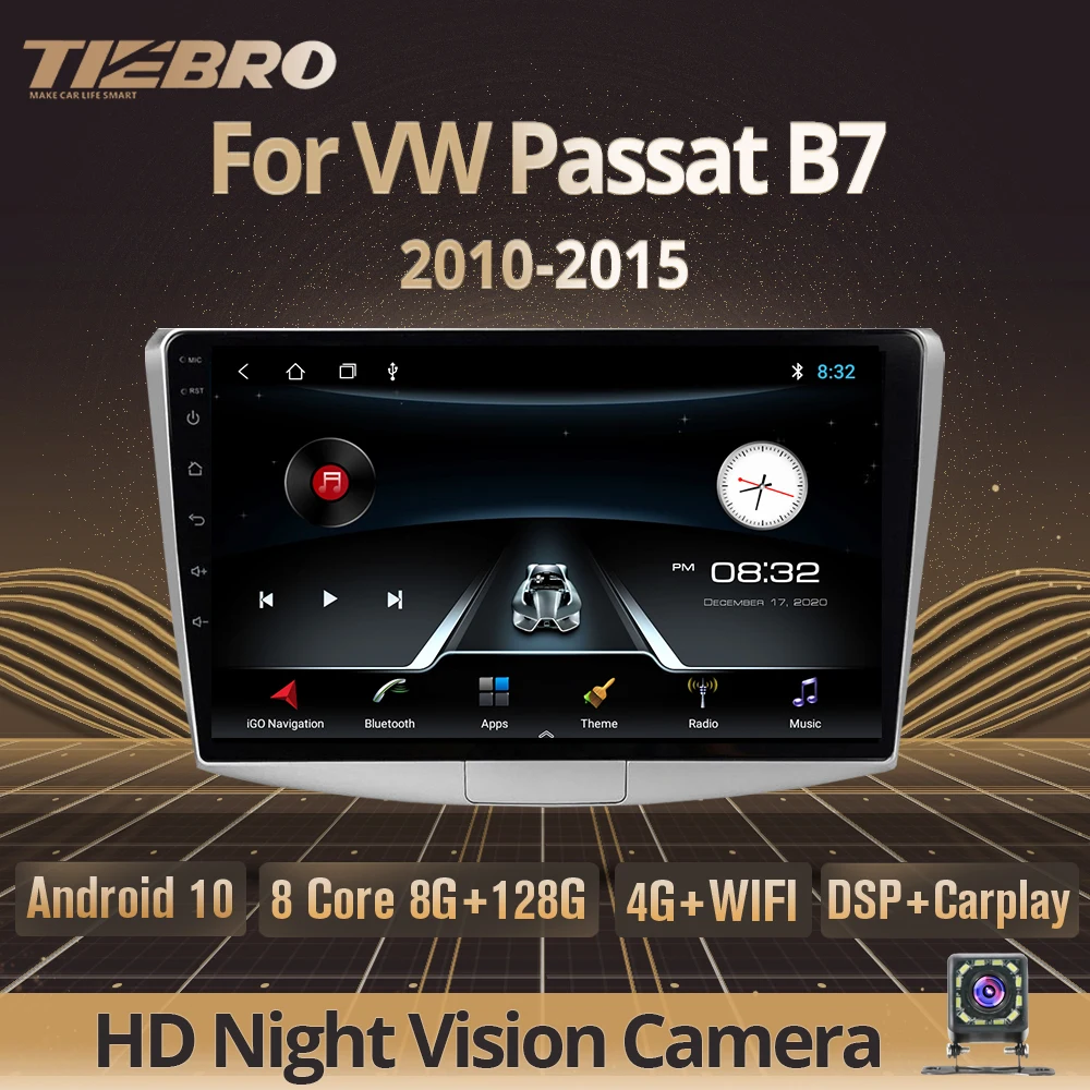 TIEBRO Car Radio Multimedia Player For VW Volkswagen Passat B7 B6 CC 2Din Android 10 Autoradio GPS Navigation Carplay Head Unit