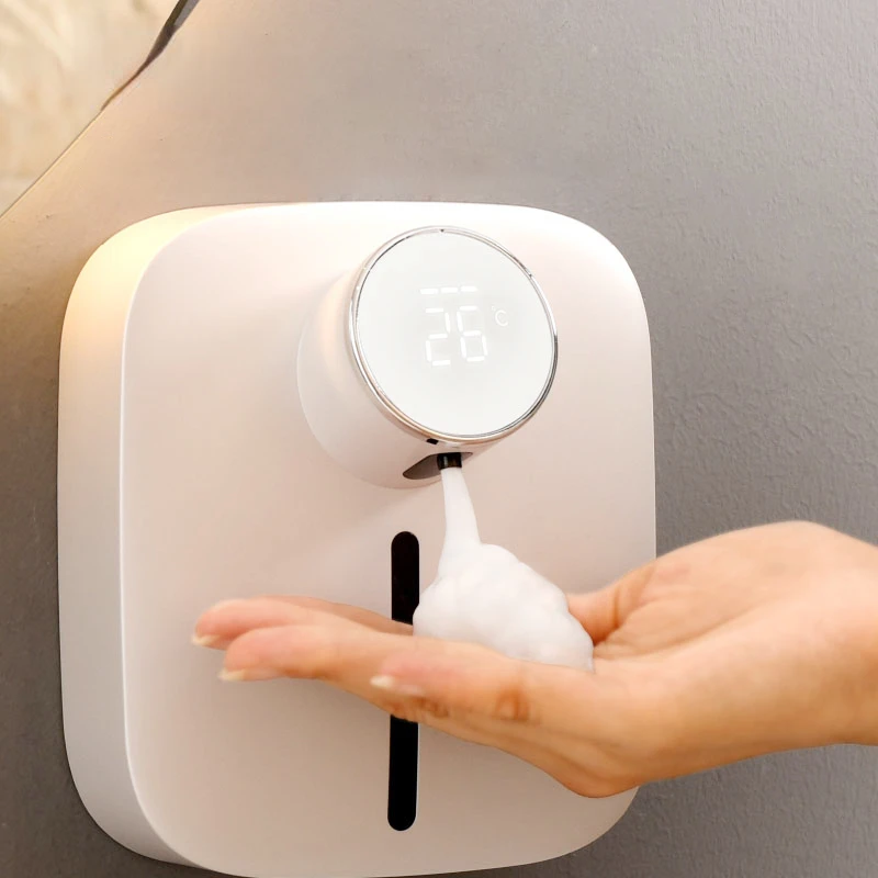 

Wall Mounted Automatic Soap Dispenser Infrared Sensor LED Digital Display Foam Soap Dispenser USB Rechargeable