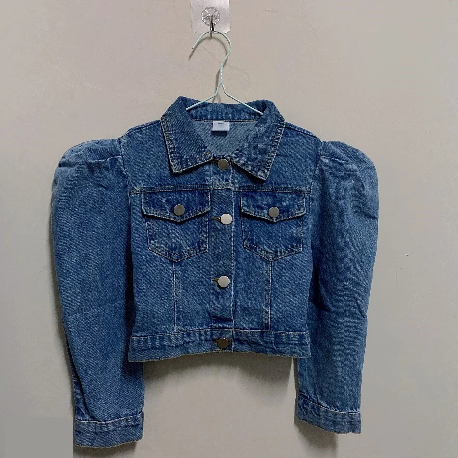 Girl outfit spring kids Denim jacket For Girls Jeans baby Coat Children Clothes winter Fashion Short Baby Denim Jackets 1-8 year images - 6