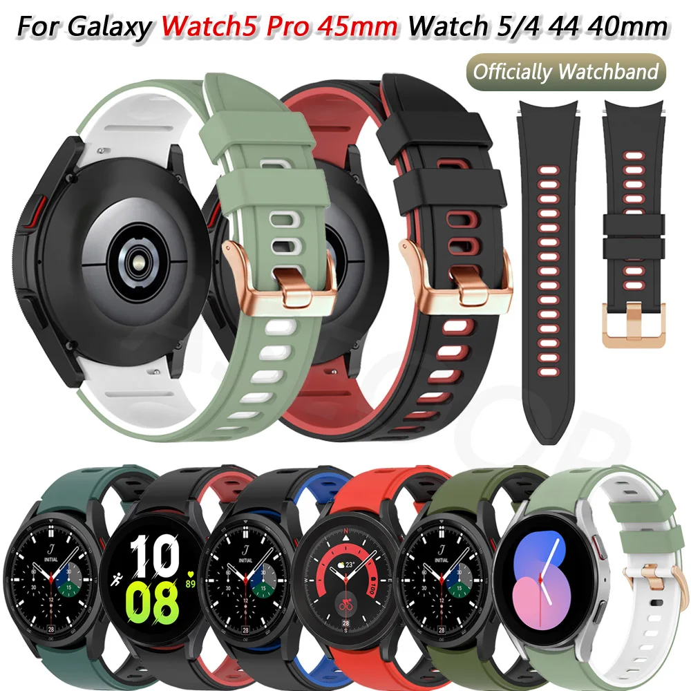 

Ремешок силиконовый для наручных часов Samsung Galaxy Watch 4/ 5 40 мм 44 мм, классический браслет для часов 5 Pro 45 мм, 20 мм