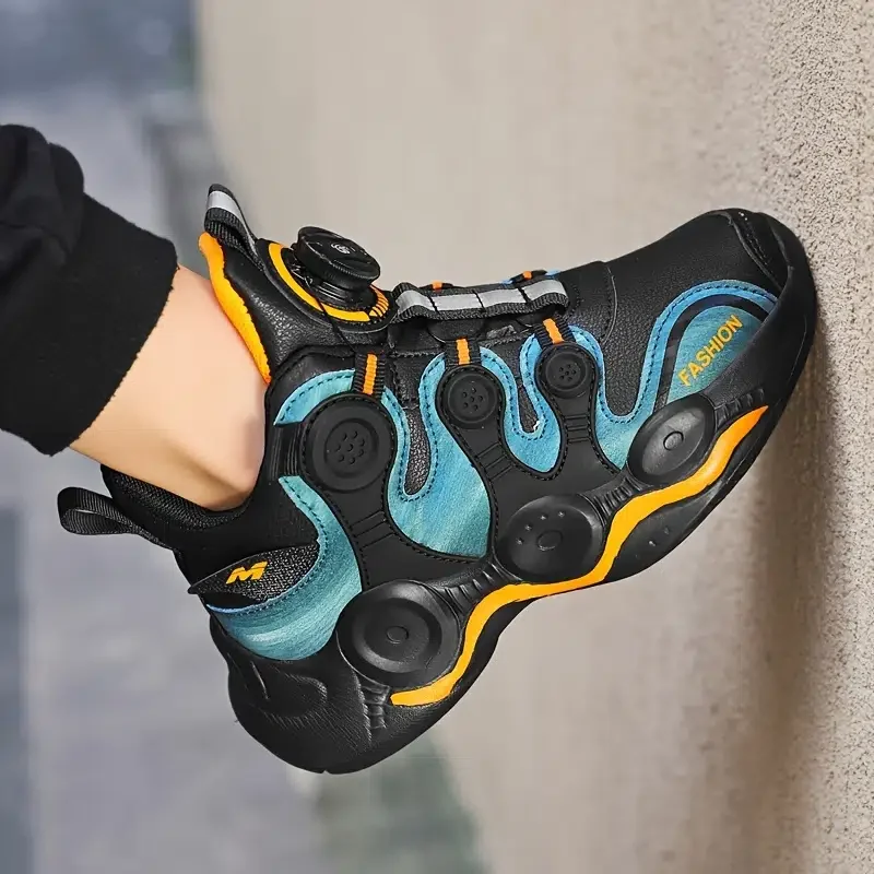 Children's Wear-resistant Basketball Shoes Cotton Adjustable Swivel Buckle Sports Shoes New Autumn And Winter