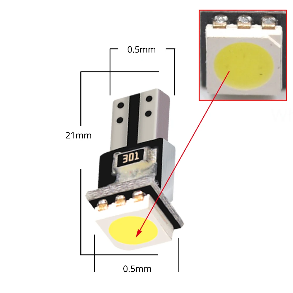 10 шт. Новинка T5 5050 1smd купольный индикатор боковые белые приборные огни