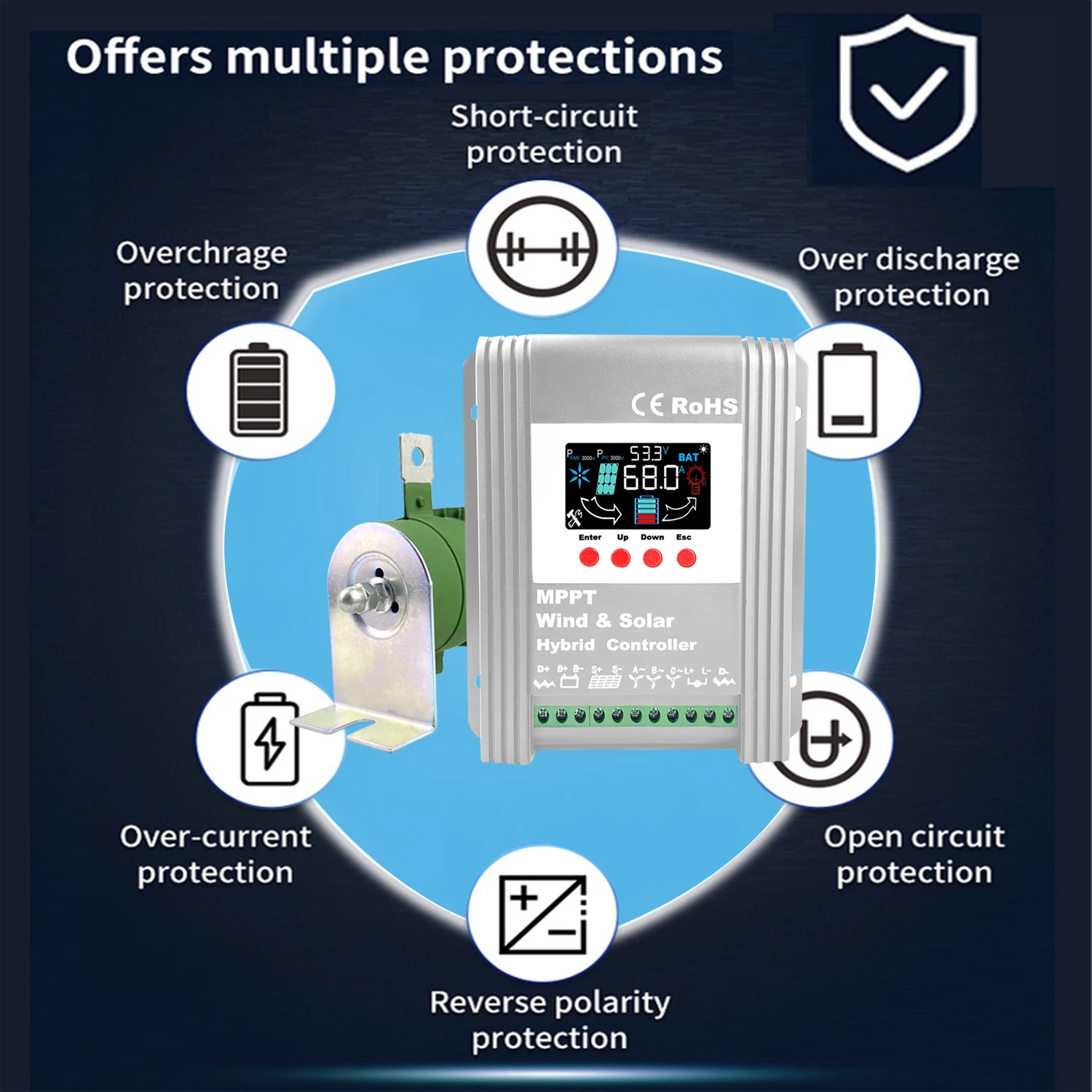 3000 Вт 4 кВт Wi-Fi гибридный контроллер заряда от солнечного ветра система питания MPPT