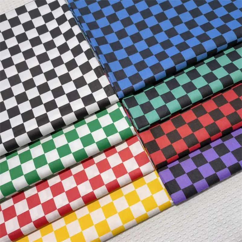 

100% хлопчатобумажная ткань на метр, клетчатая ткань с принтом для шитья постельного белья, декоративный материал для штор, сделай сам