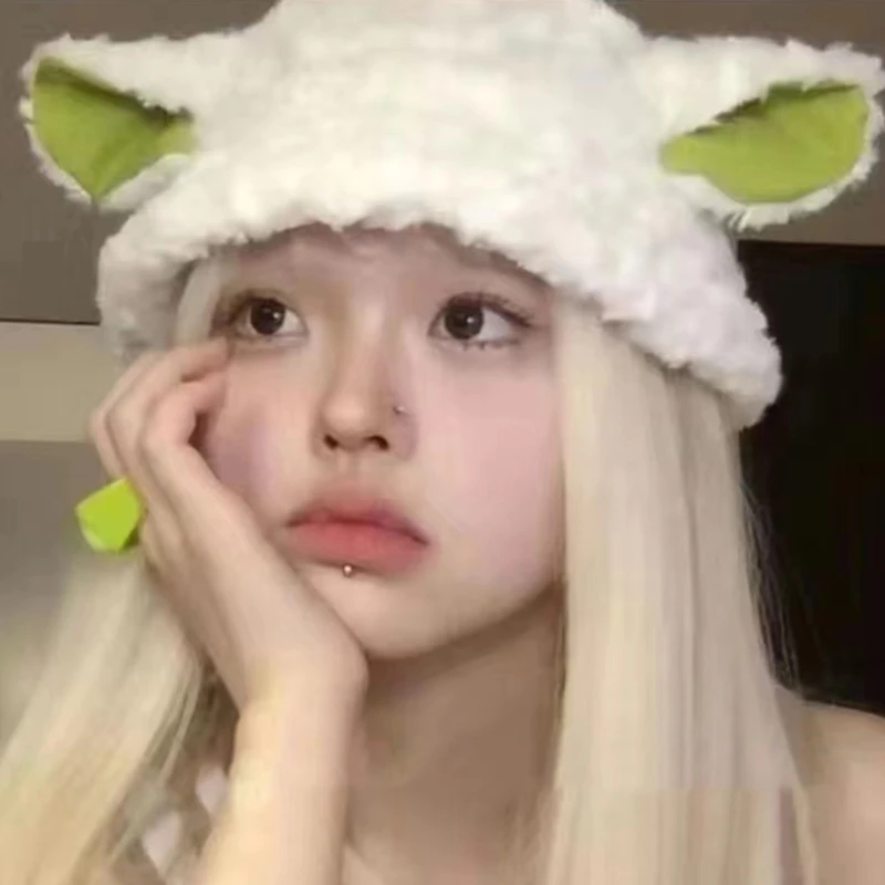 

Мультяшная Панама из ягненка, милые шапки вечерние праздничные осенне-зимние японские костюмы для детей и взрослых с ушами, теплая шапка