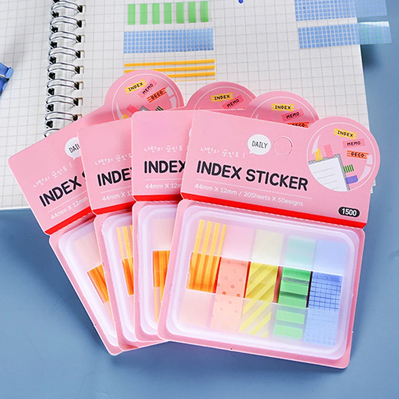 

100pcs/pack PET Waterproof Planner Stickers Index Sticker Bookmark Stationery Sticky Notes School Supplies