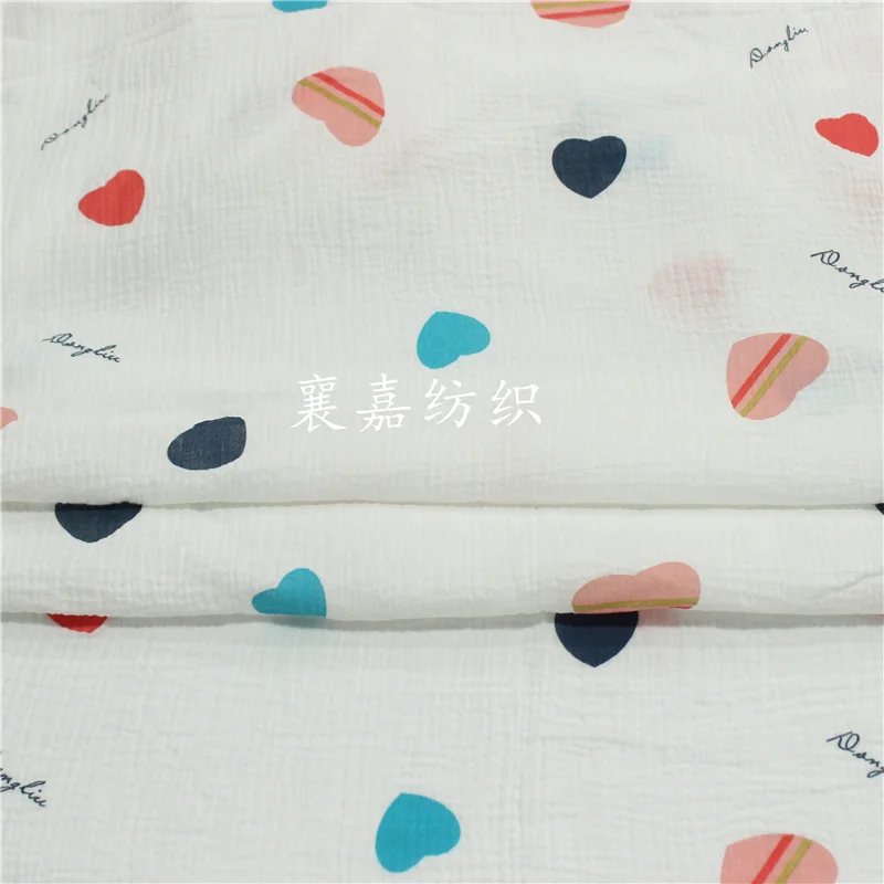 

50X135cm 100% Organic Cotton Double-layer Gauze Crepe Cloth Love Cloth Household Clothes Cotton Fabric Breathable