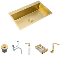 brushed gold kichen sink 304 stainless steel single bowl above counter or udermount sink kitchen thickness kitchen basin sinks 6