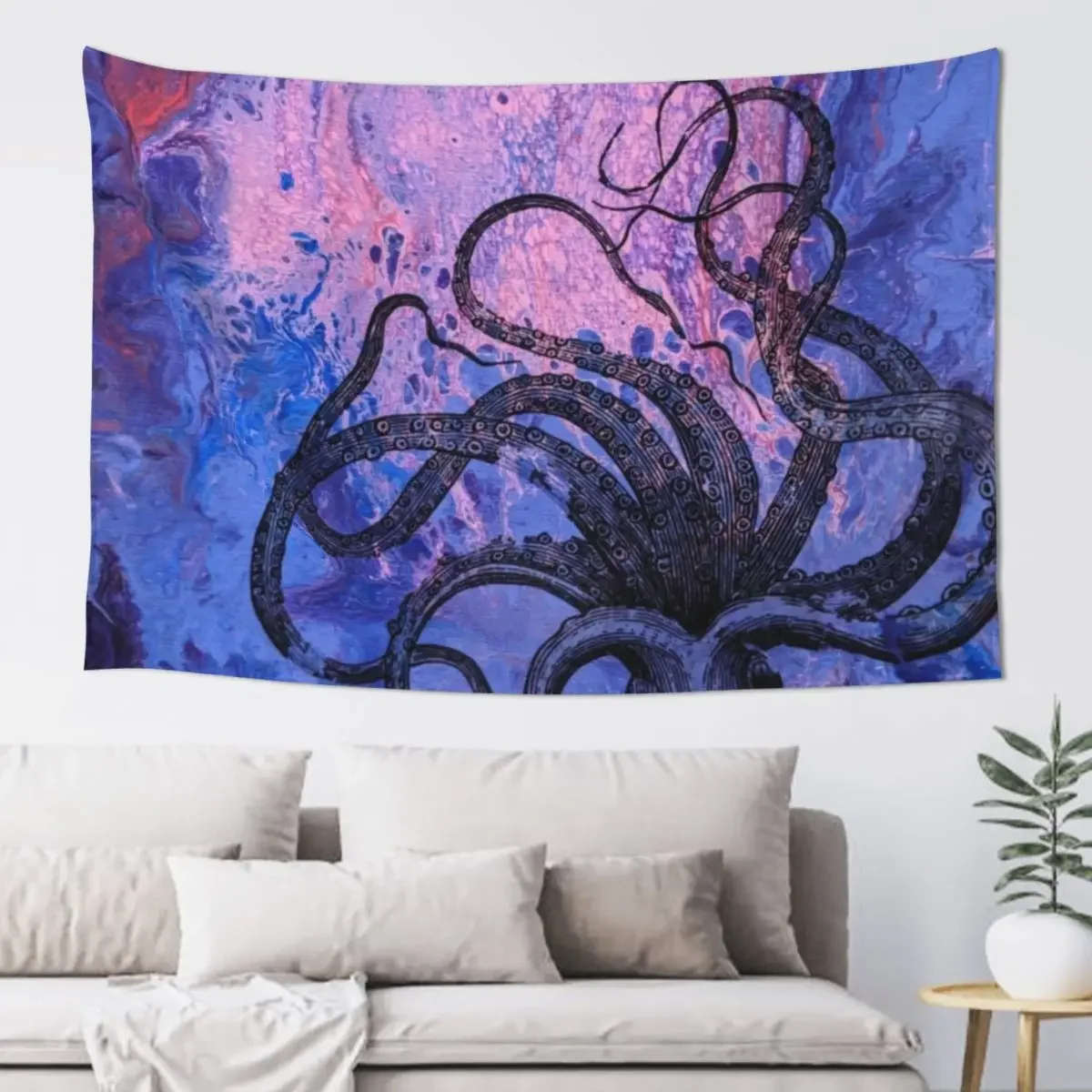 Темно-синий морской осьминог гобелен ковер настенное покрытие