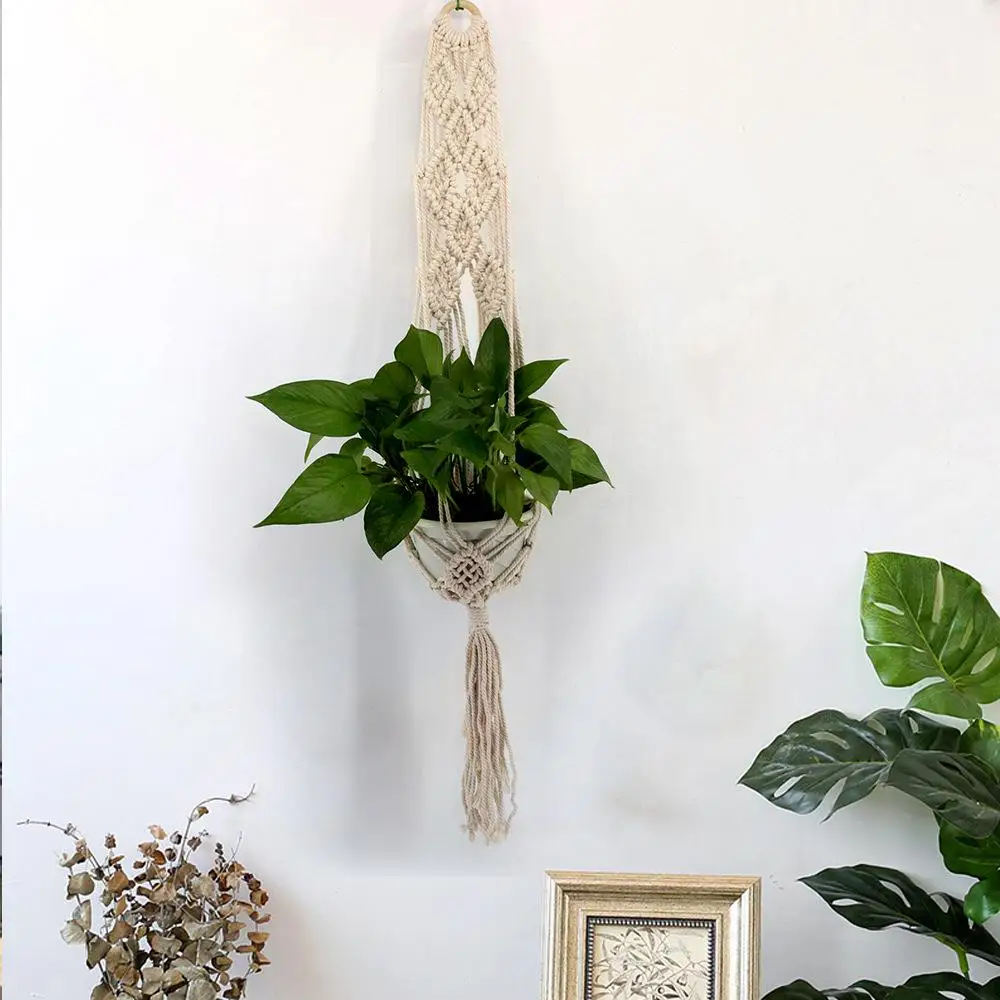 

Hand Woven Mesh Tapestry Hanging Basket Potted Decoration String Bag