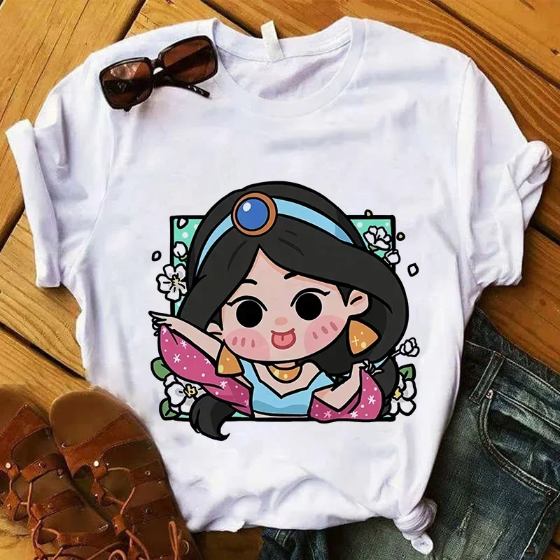 Cute Princess Graphic T-shirt Anime Cartoon Snow White Kawaii T Shirt for Women Fashion Summer Short Sleeves Clothing Tees Tops