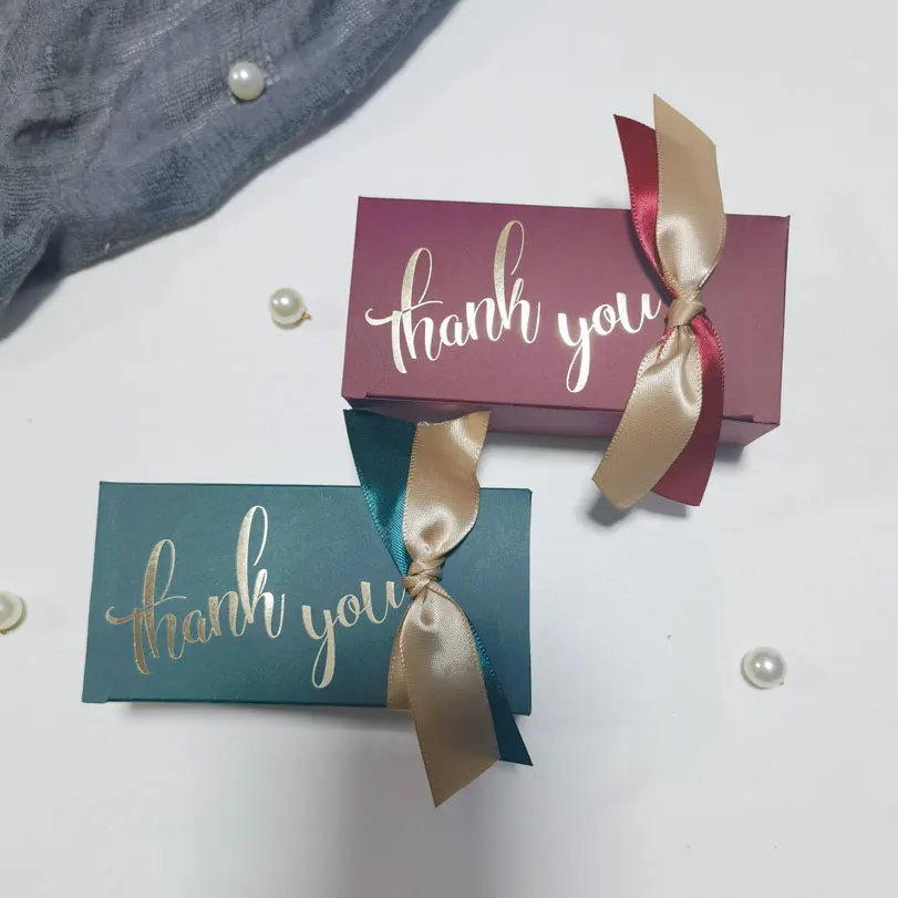 Thank You Favors Boxes Chocolate Treat Gift Box With Ribbon For Wedding Bridal Baby Shower Birthday Party Decoration