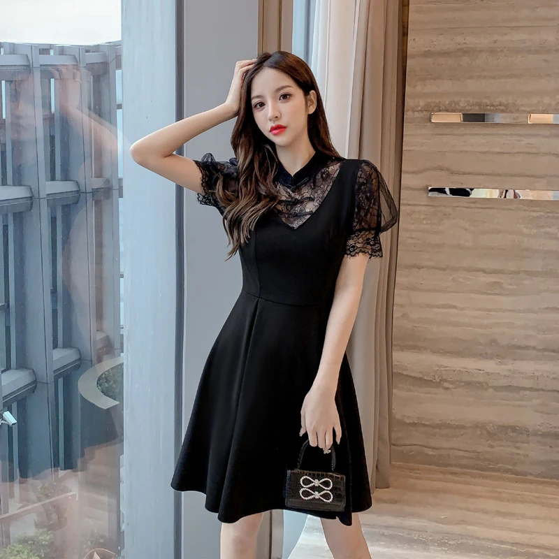 

COIGARSAM женское цельное корейское Повседневное платье Лето 2021 Новинка Чонсам черные платья Прямая поставка