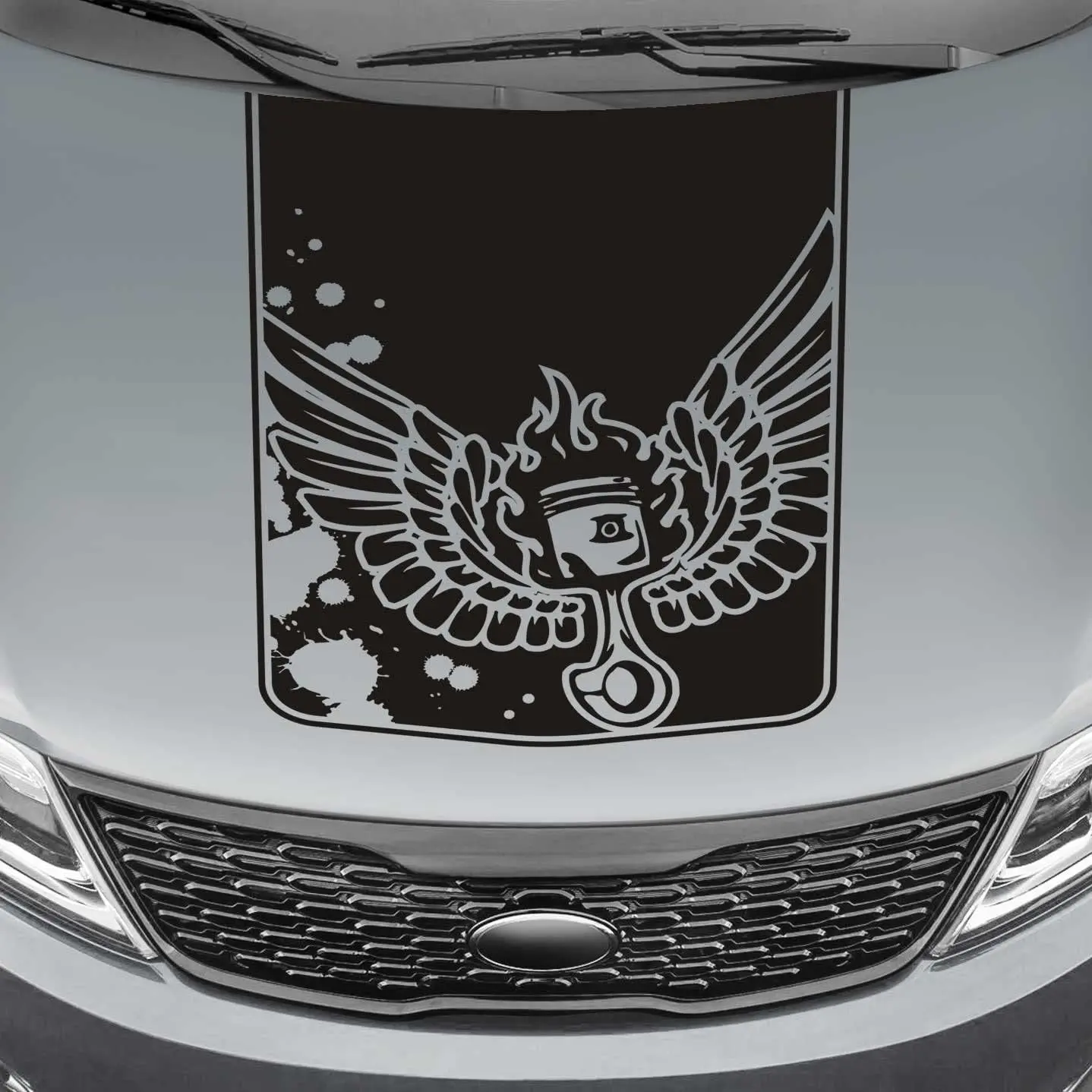 

Jeepazoid SkunkMonkey - Truck Hood Blackout Decal - Piston & Wings Universal Fit - Silver Sticker
