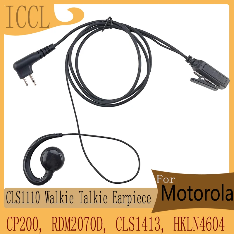 CLS1110 Walkie Talkie Earpiece Headset Compatible with Motorola Radio CP200, RDM2070D, CLS1413, HKLN4604, PU Material, Black