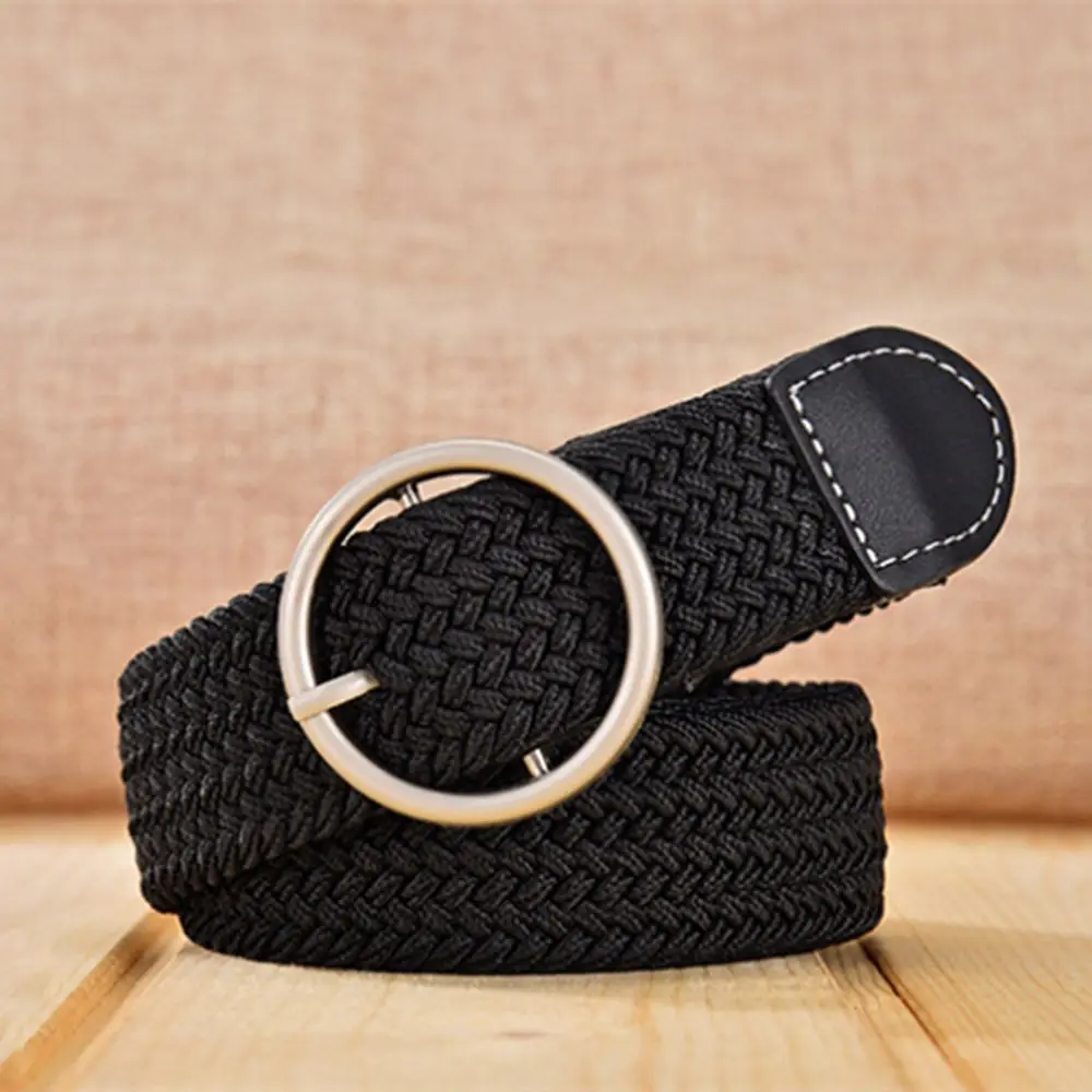 

Elasticated Fabric PU Leather Buckle Outdoor Sports Braided Stretch Belt Elastic Belt Stretch Canvas Belts Waistband