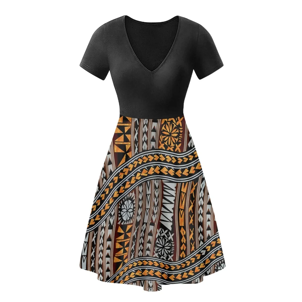 

Подходящие Женские Короткие Элегантные Дизайнерские Индивидуальные островные с V-образным вырезом летние модные полинезийские этнические...