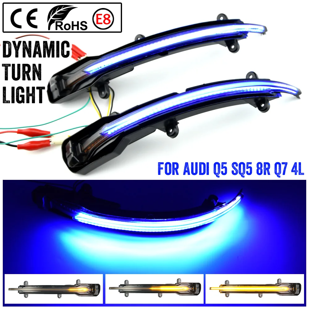 

LED Dynamic Turn Signal Blinker Side Rear-View Mirror Indicator Light For Audi Q5 SQ5 8R 2008-2017 Q7 SQ7 4L Facelift 2009-2015