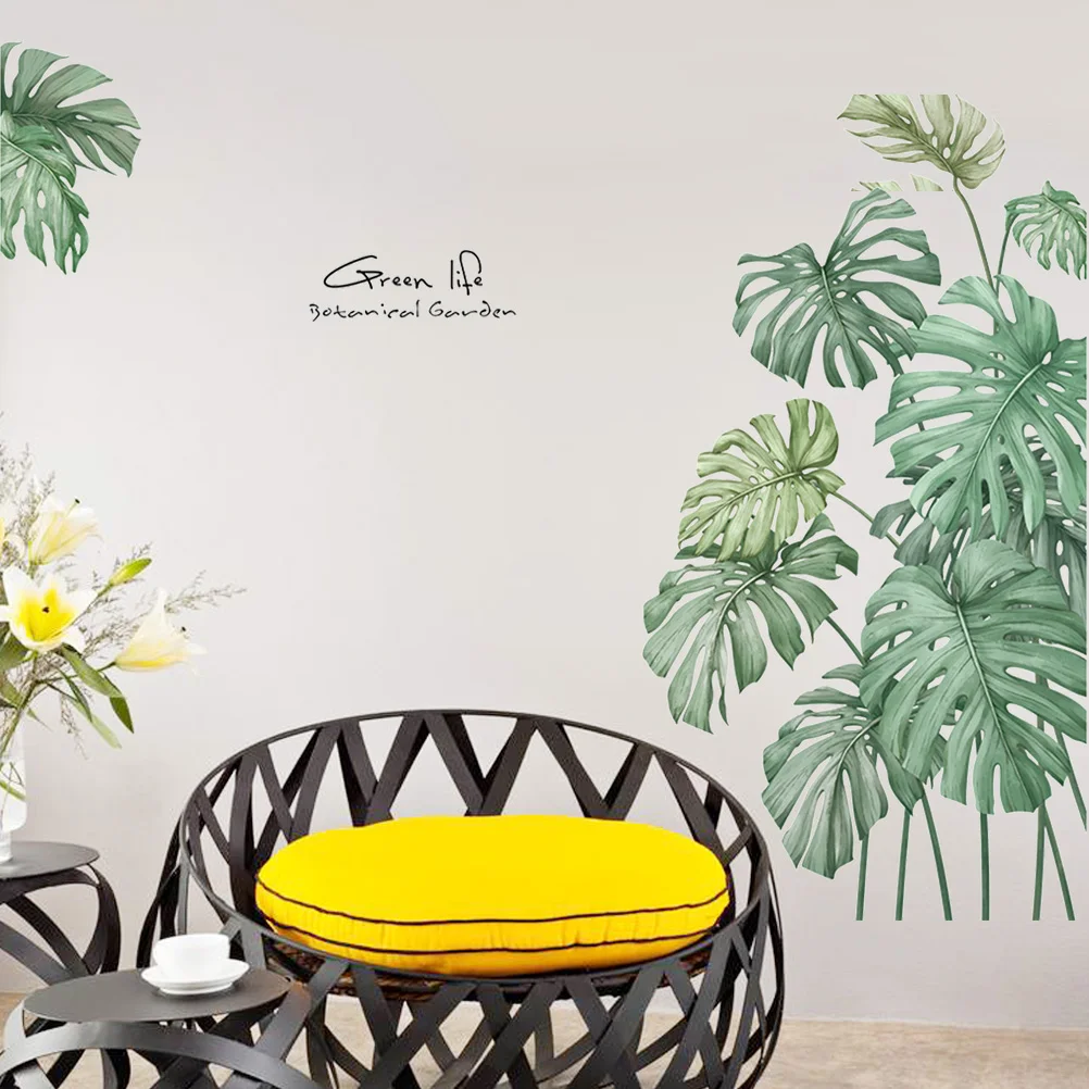 

Creative DIY Leaves Mirror Wall Sticker Monstera Sticker Self-adhesive Background Wall Decal for Living Room Bedroom