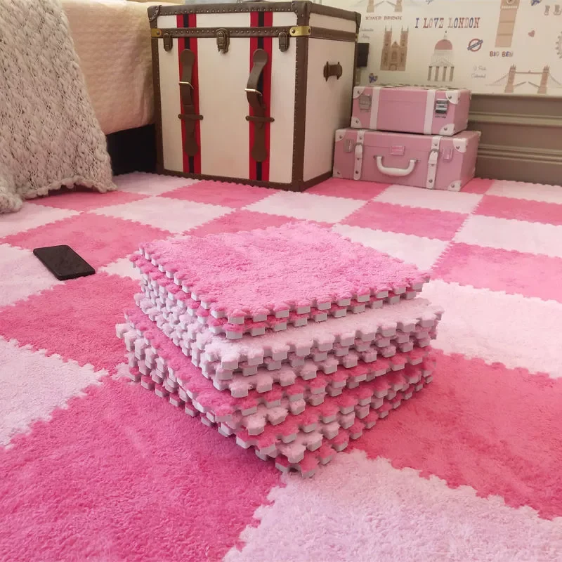 

NEW 10pcs Plush Rug Bedroom Splicing Rug Easy to Use Home Decoration Baby Room Shatter-resistant Rug Multifunctional Removable