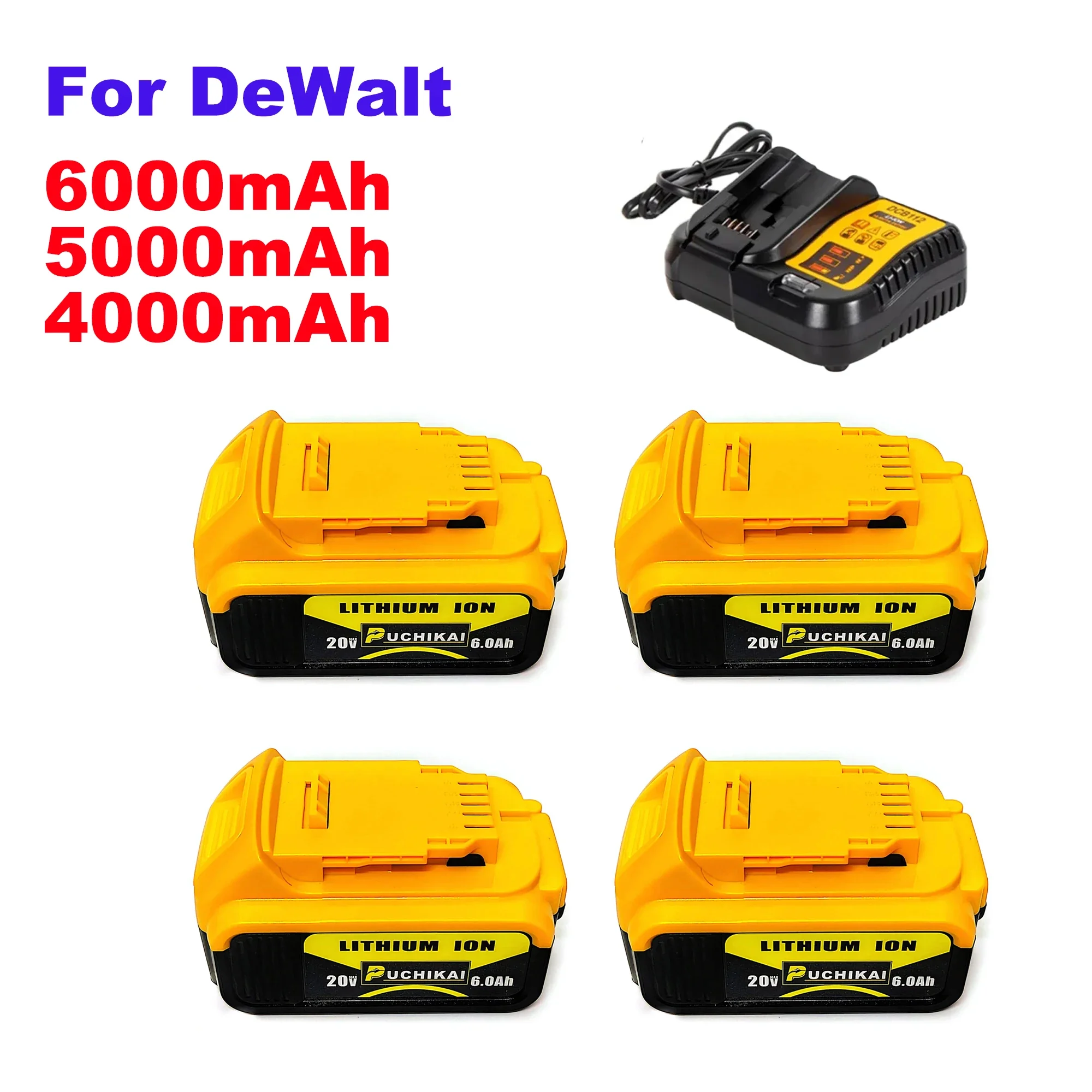 

For Dewalt DCB200 Rechargeable Lithium Ion Battery 20V MAX Latest Genuine 20V 12Ah Dewalt DCB205 DCB201 DCB203 with Charger