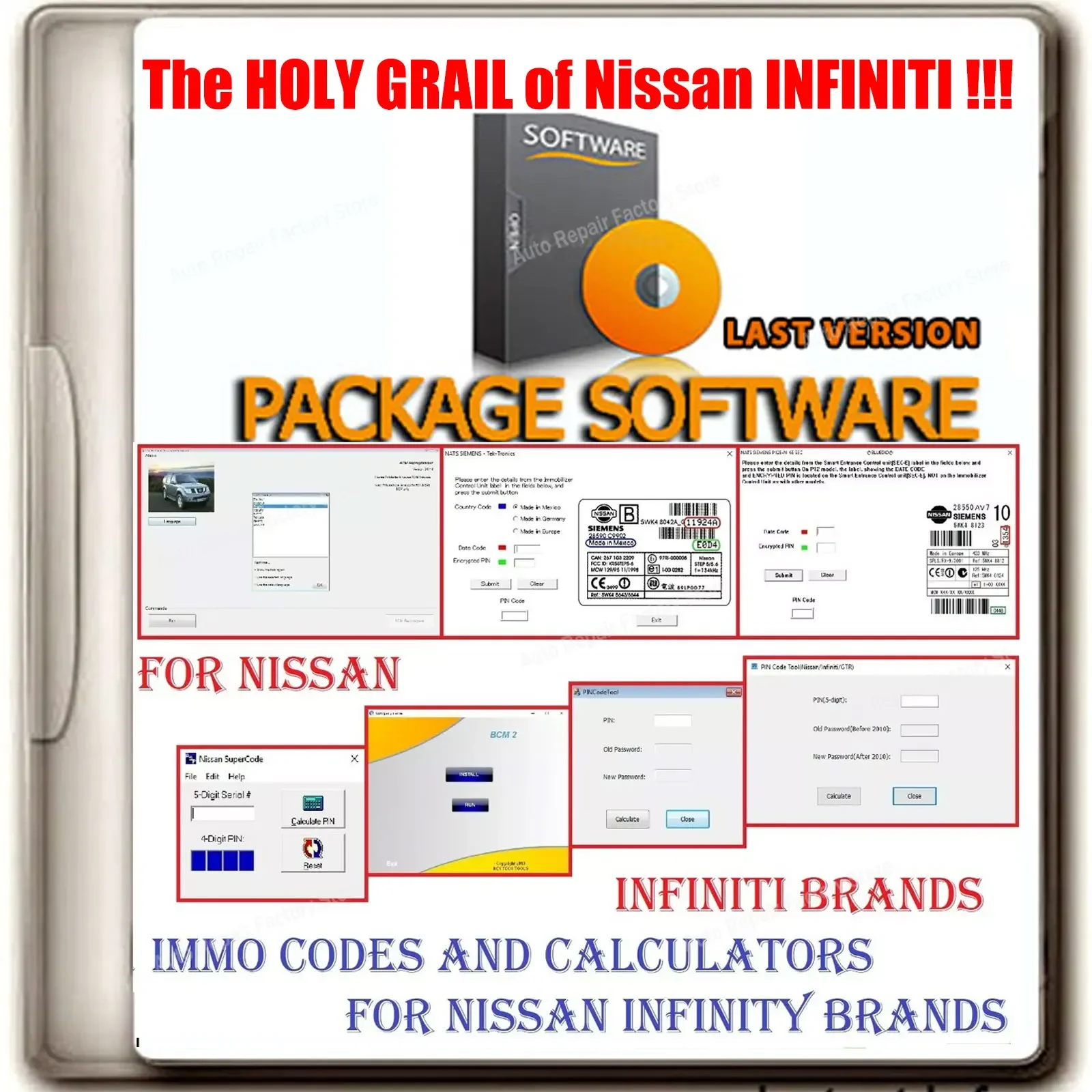 HOLY GRAIL для Nissan Infinity NATs IMMO Коды Калькуляторы Суперкодовые калькуляторы