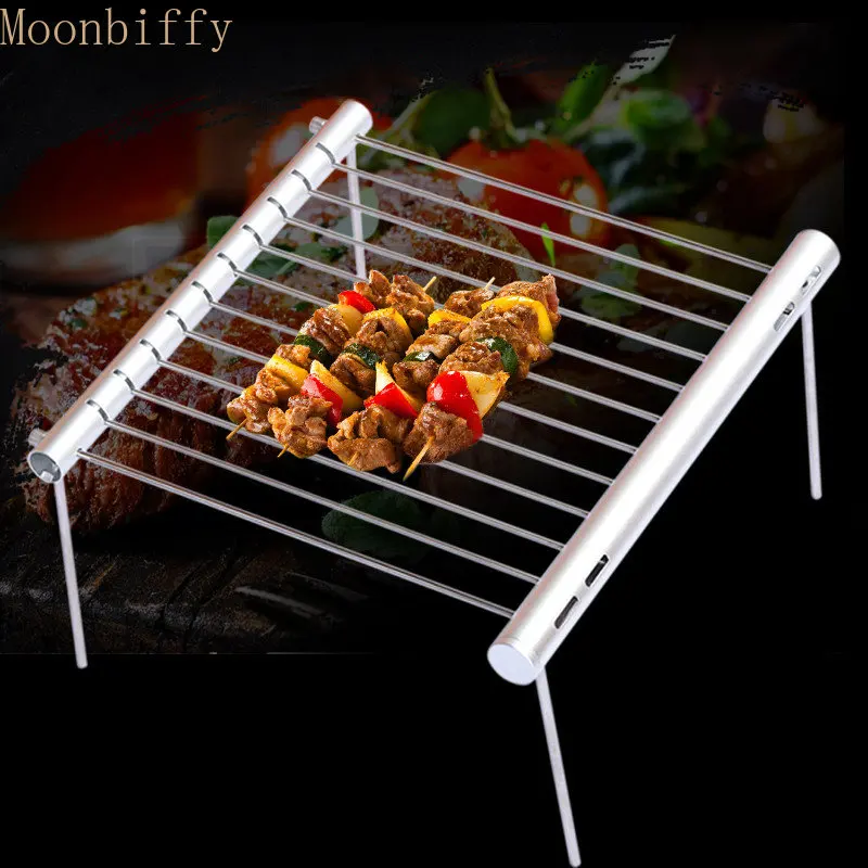 

Portable Stainless Steel Tube Outdoor Barbecue Bracket Stove BBQ Grill Rack Home Charcoal Assembly Barbecue Tools Accessories