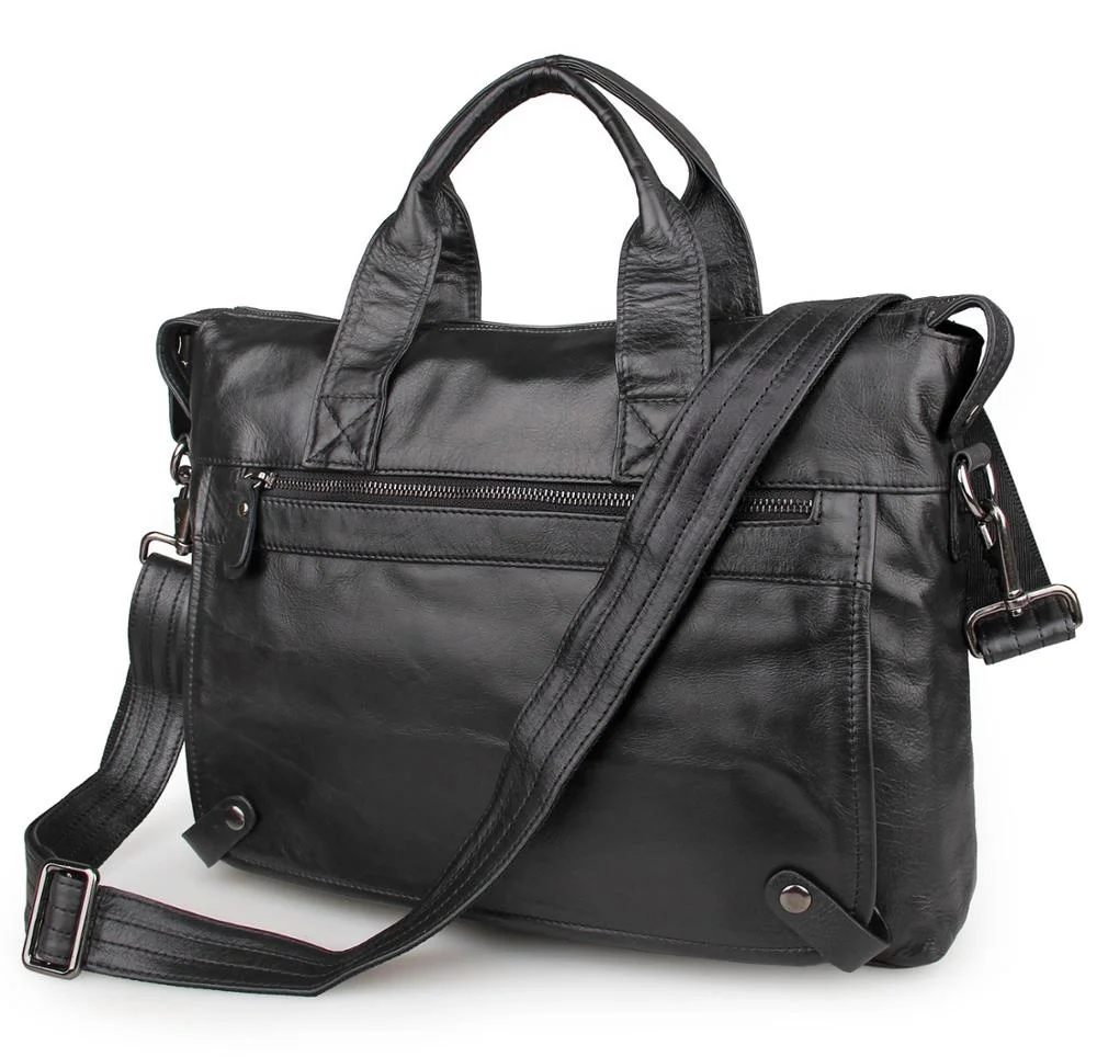 Newsbirds New Fashion Black Leather Briefcase For Men Male Genuine Leather Men's Laptop Bag Handbags Work Totes Korean Style
