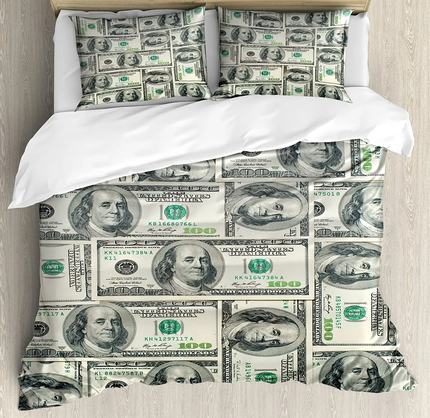 

Money Bedding Set Comforter Duvet Cover Pillow Shams Dollar Bills of United States Federal Reserve Bedding Cover Double Bed Set
