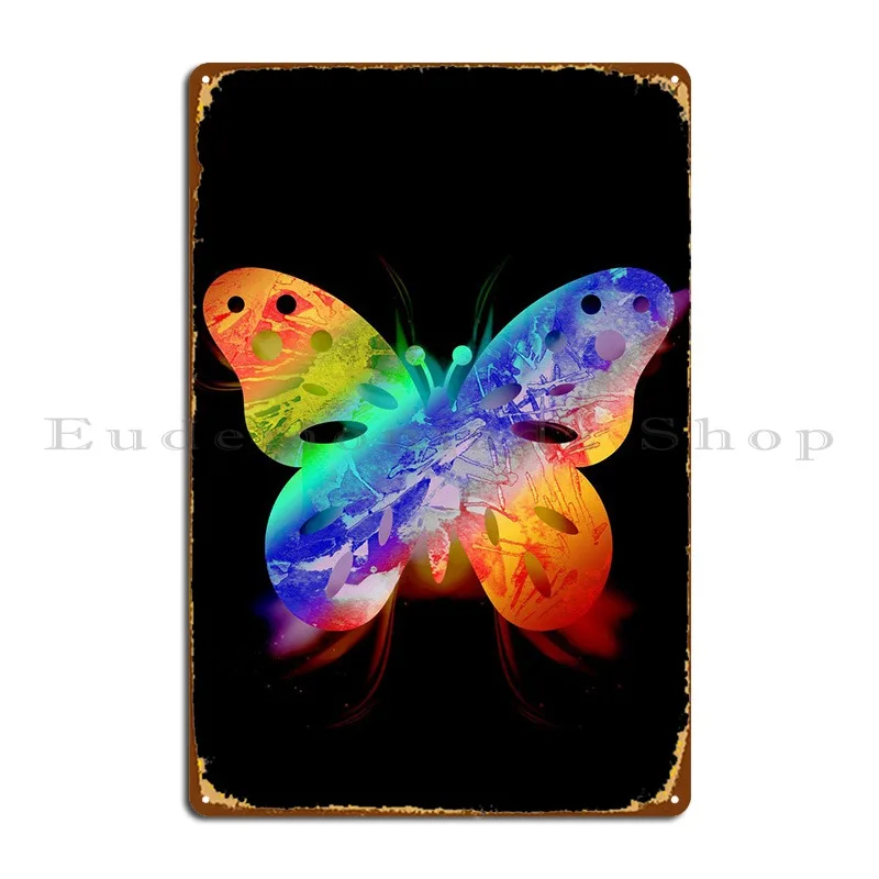 

Цветная Иллюзия бабочка металлическая табличка настенная пещера фотопластины создание кинотеатра жестяной знак плакат