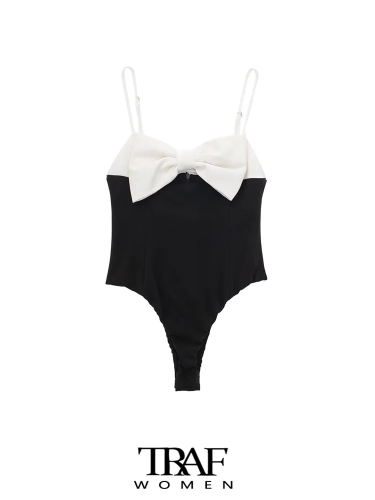 

Комбинезон женский с бантом, на тонких бретельках, в стиле пэчворк