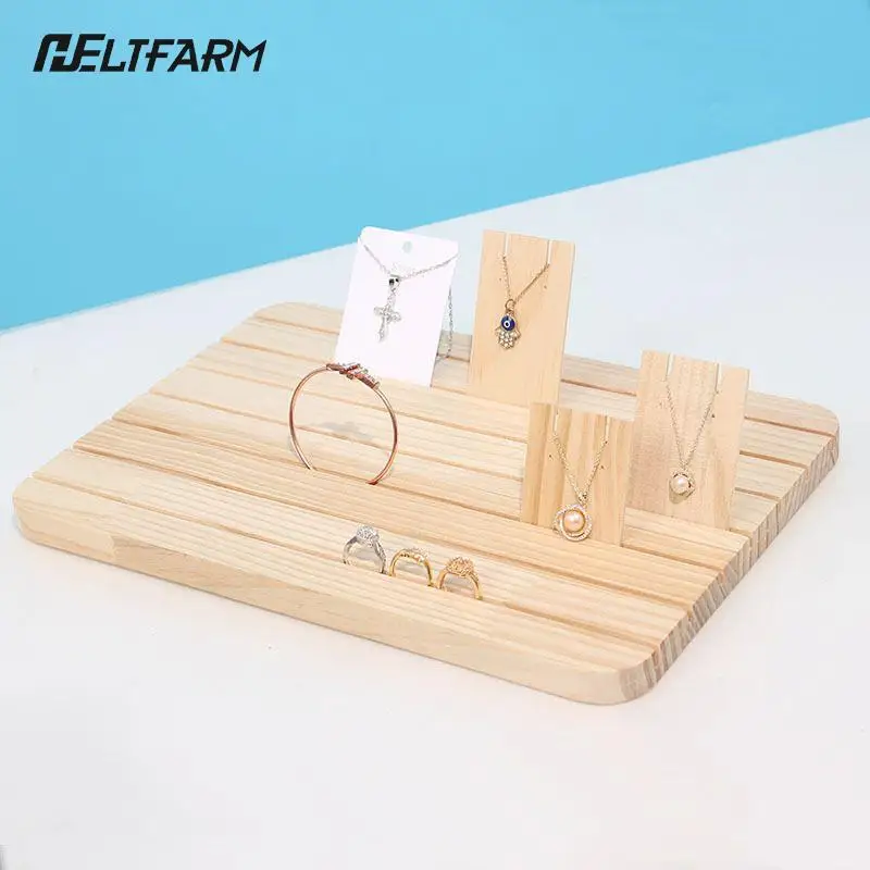 

Wooden Jewelry Organizer Display Stand Ring Necklace Earring Bracelet Jewelry Storage Wood Card Jewelry Store Decor Gifts