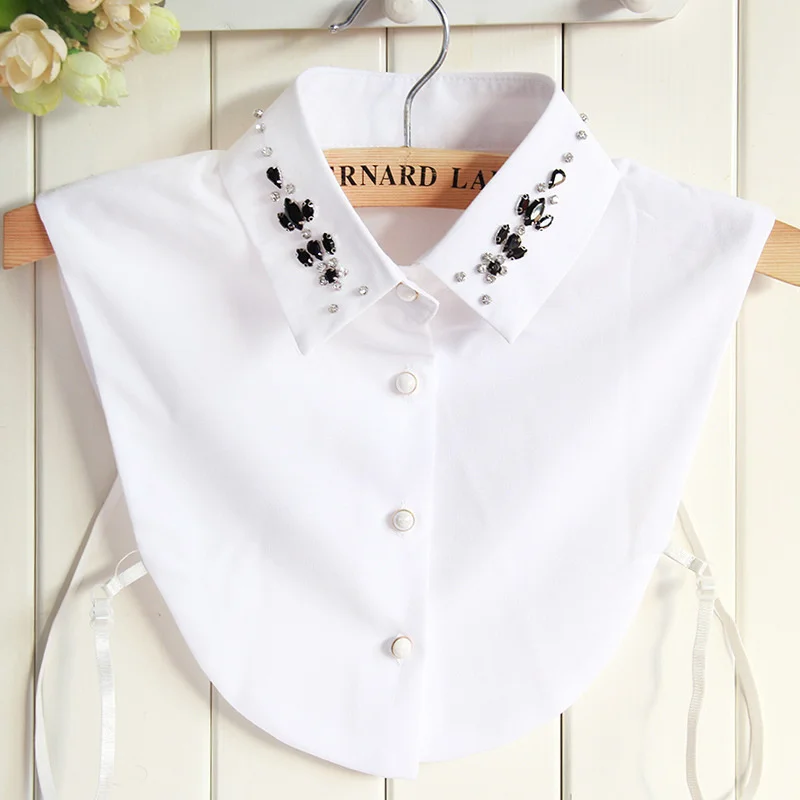 

Fashion Autumn Winter Season Black Diamond Female Shirt Type Fake Collar collars