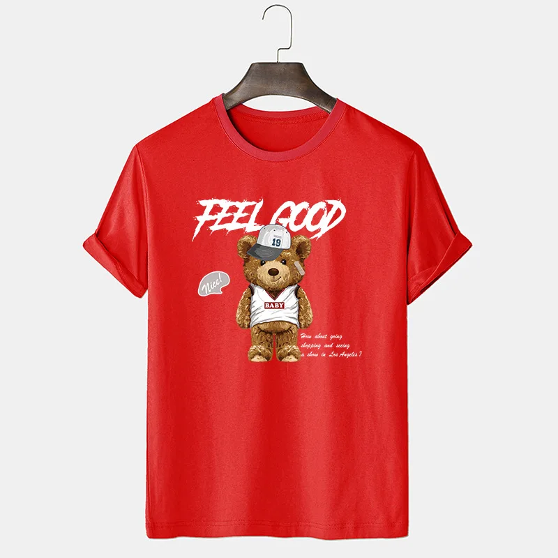 

Animal pattern youth boy short-sleeved round neck T-shirt trendy fashion casual solid color Harajuku men's short-sleeved