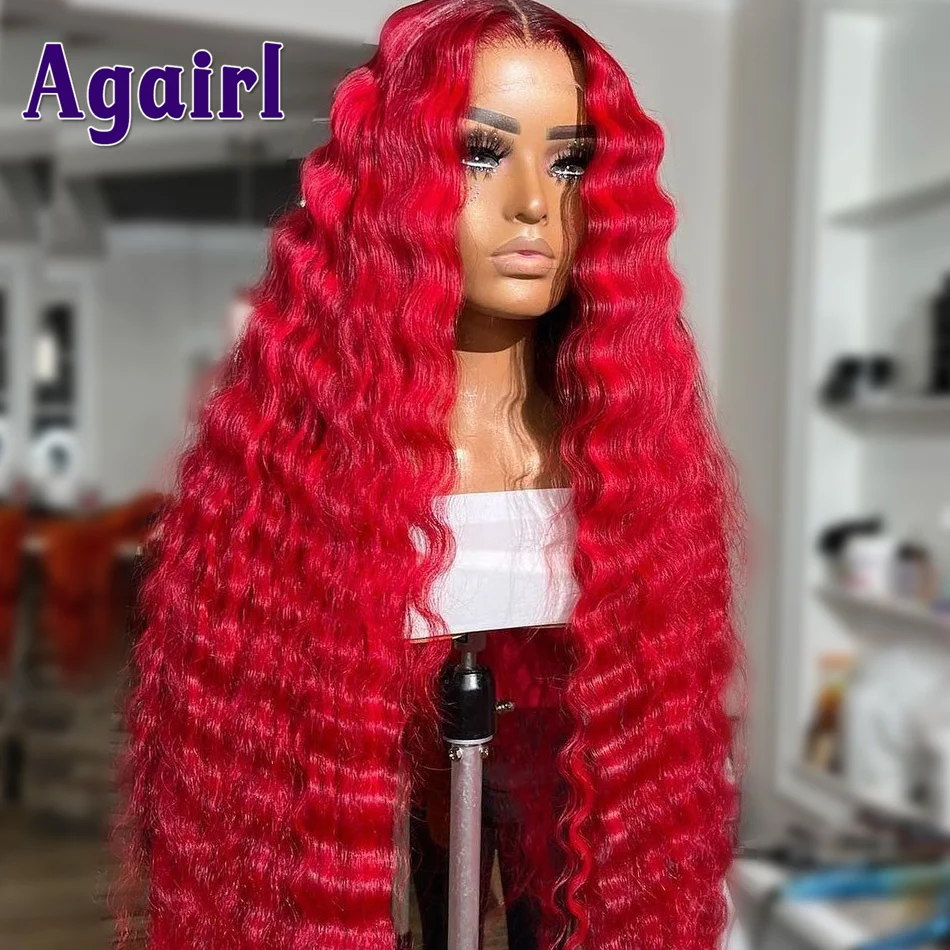 13x6 Lace Frontal Wigs Red Loose Deep Wave Lace Front Wigs Red Orange Human Hair Wigs Brazilian HD Transparent 13x4 Lace Wigs