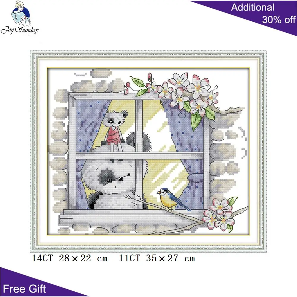 

Joy Sunday D705 14CT 11CT Stamped and Counted Home Decoration Pandas And Partners Needlepoint Cross Stitch Kits