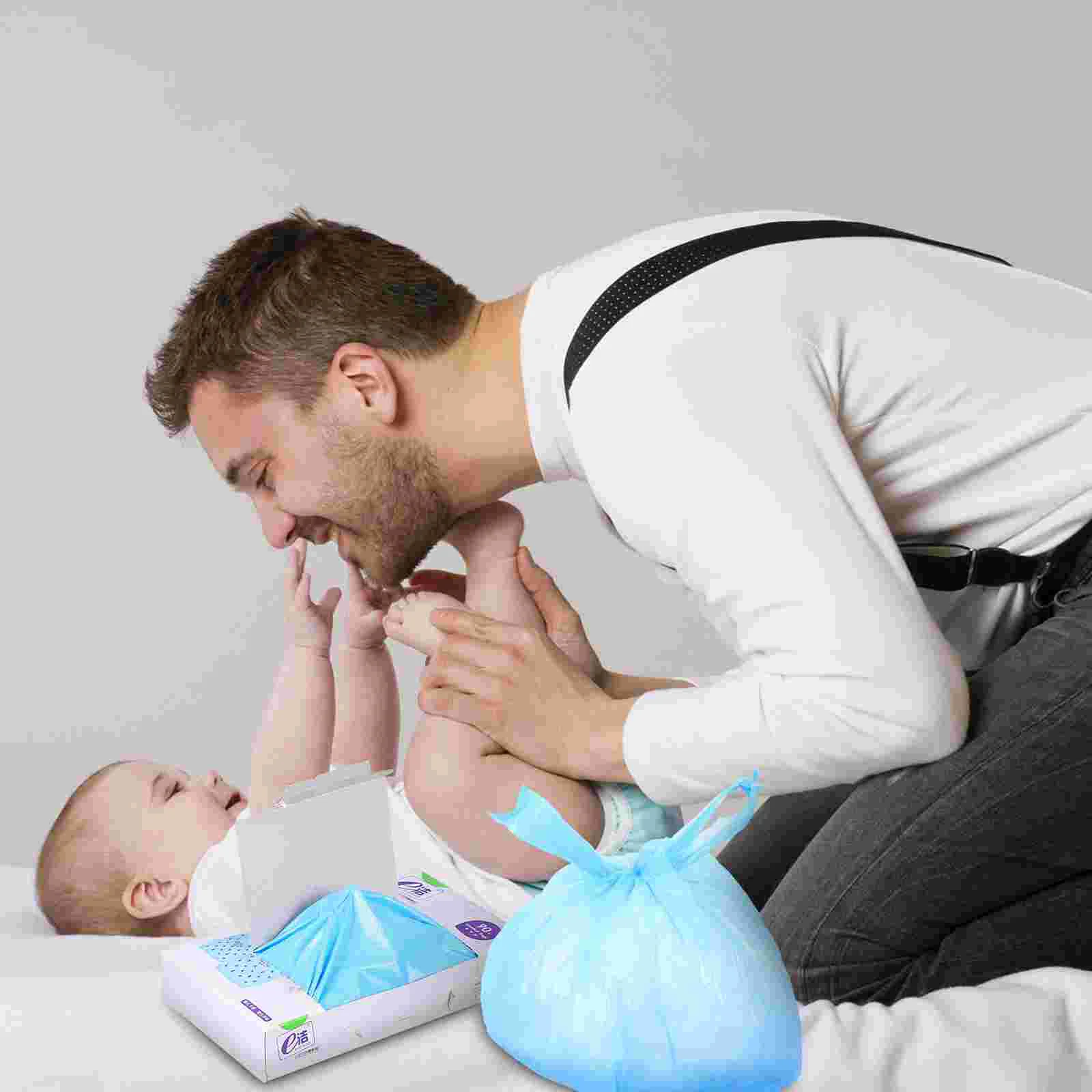 

Diaper Bag Vest Bag Boxed and Removable Fragrance Bag Lock Odor and Deodorant Bag Garbage Bag Hygiene Products 90pcs, Blue