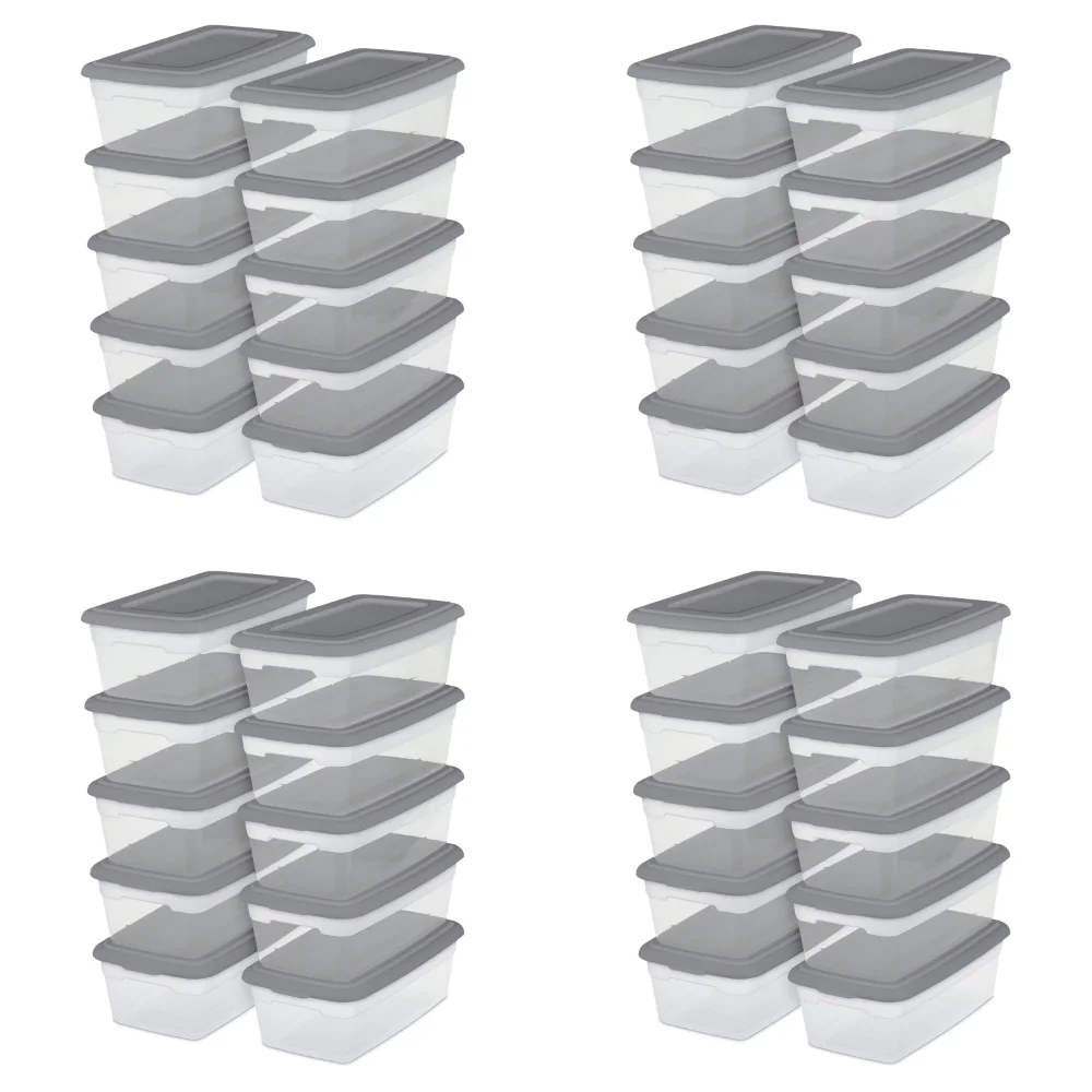 

Sterilite 6 Qt. Storage Box Plastic, Titanium, Set of 40