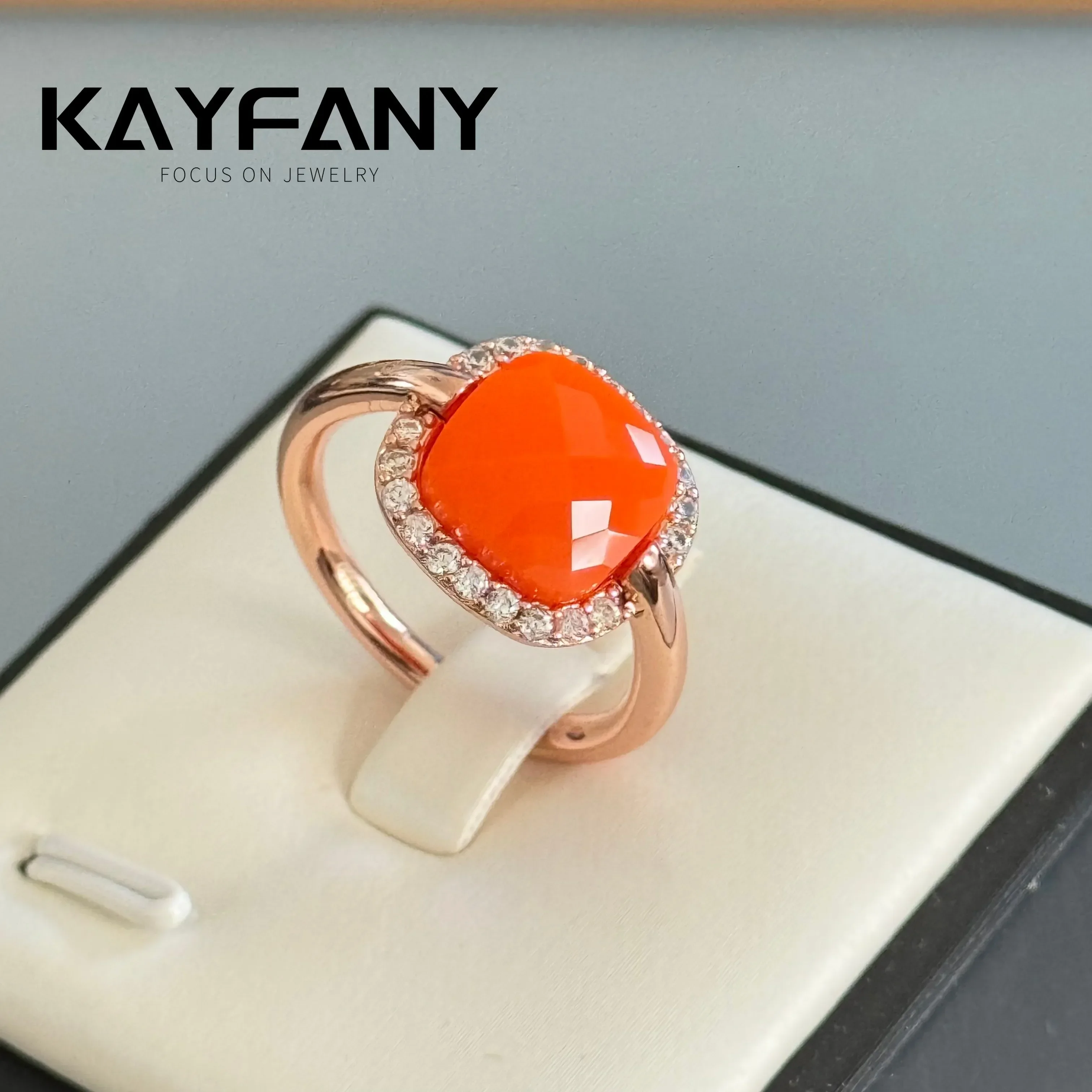 Фото Kayfany RemovableReplacementStone Nudo кольцо для женщин инкрустация цирконом с синим топазом форма флакона духов элегантные модные украшения №5