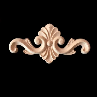 12cm Wood Applique Decor Vintage Home Garden Decoration Maison Accessories Carved Flower Decoracion Hogar Wooden Figurines