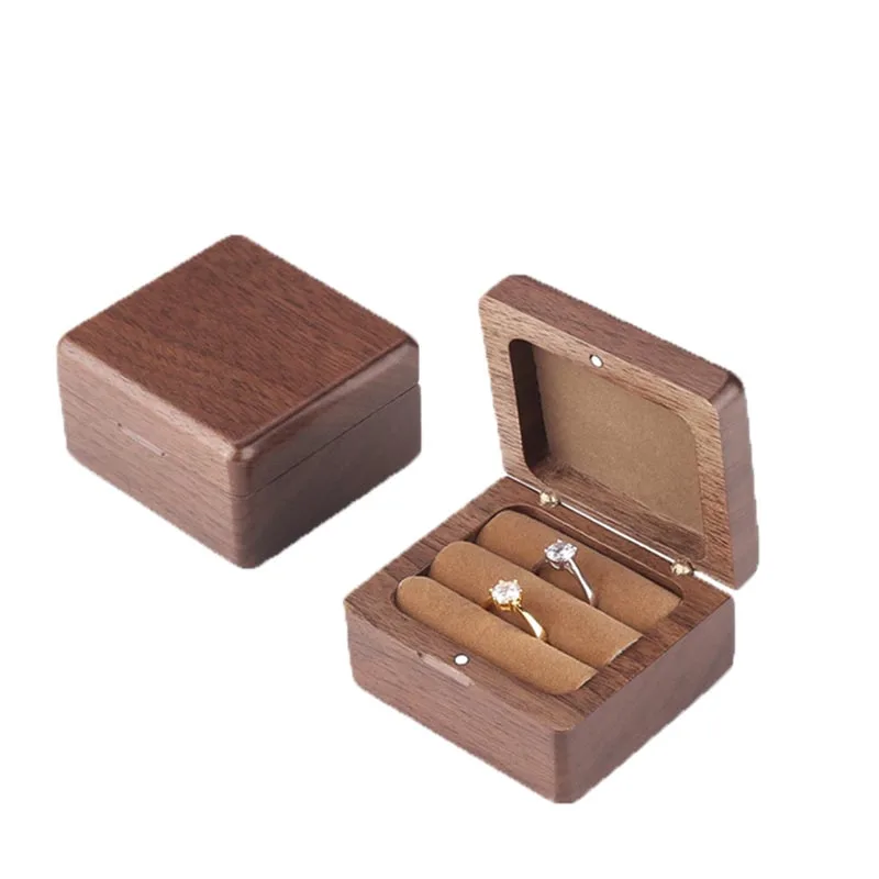 Walnut Wood Box Ring Earring  Necklace Pendant Wedding Jewelry Storage Box Souvenir Banquet Holiday Gift Wholesale Custom