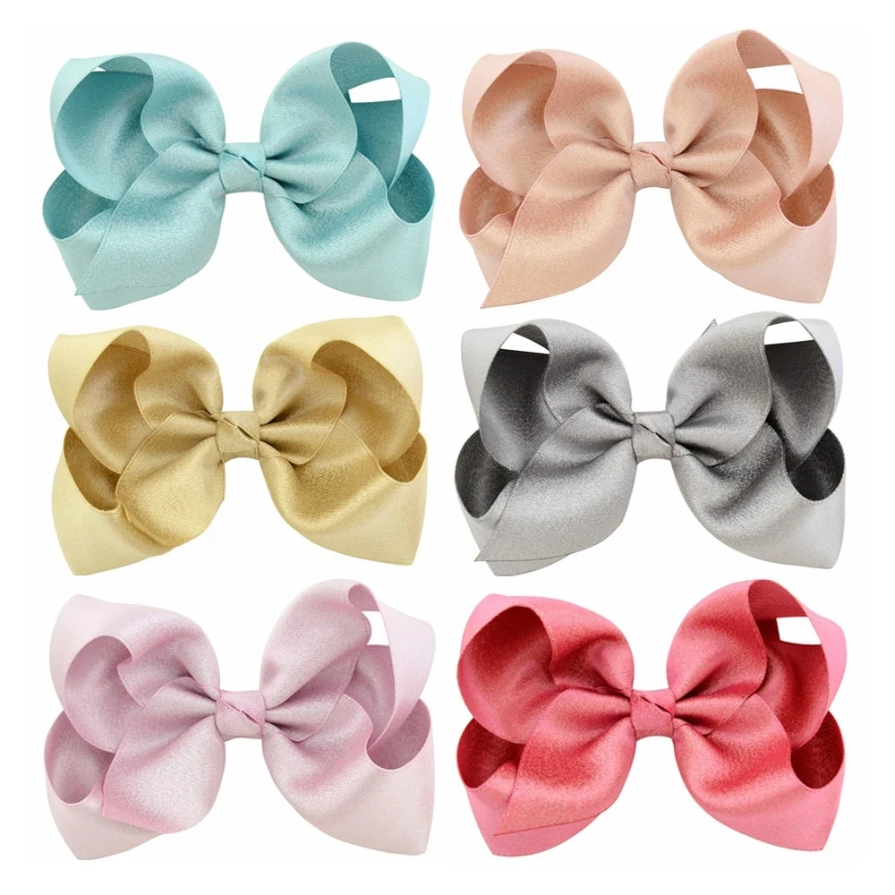 

1Piece Beauty Colorful 4Inch Grosgrain Ribbon Hair Bows With Clip For Girls Boutique Hairpins Handmade Headwear Hair Accessories