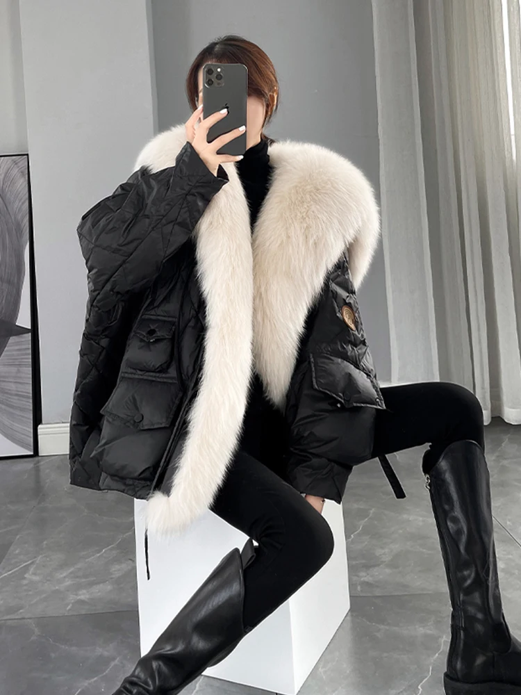 Winter Jackets 2022 New Detachable Faux Fox Fur Mid-Length Parka Cotton Jacket Lightweight Coat for Women Winter