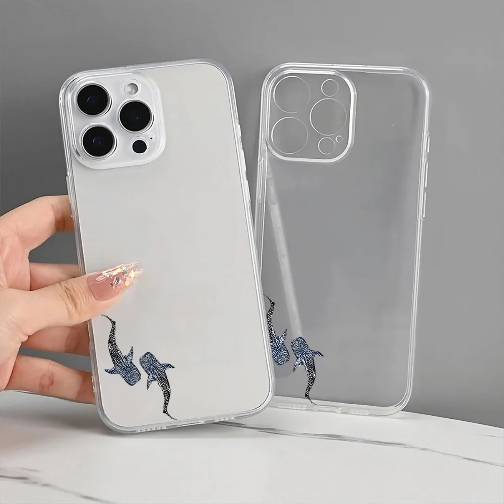 Прозрачный чехол для телефона с рисунком китовой акулы, подходит для iPhone 17, 16, 15, 14, 13, 12, 11 ProMaxPlus, противоударный и защищающий от падений. (art.: 3920dbcdffb07) - 3920dbcdffb07