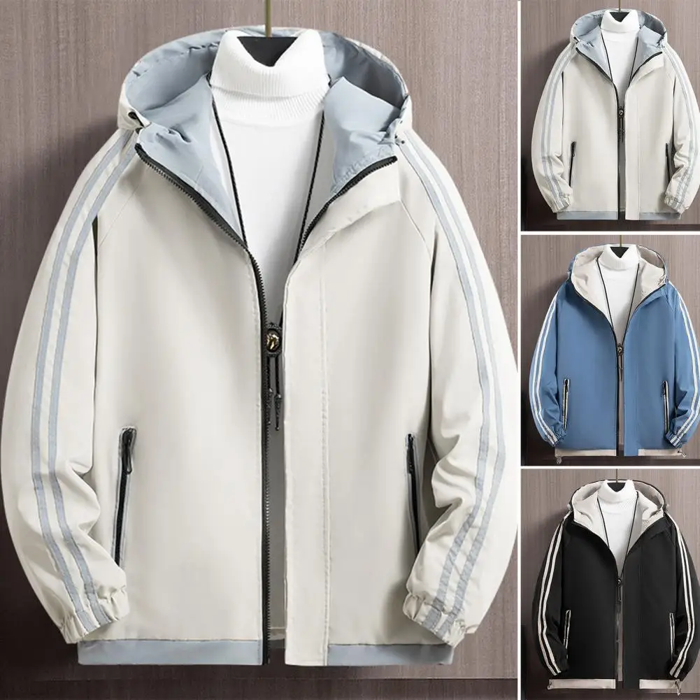 

Stylish Pockets Hood Windbreaker Jacket Coat Spring Autumn Windproof