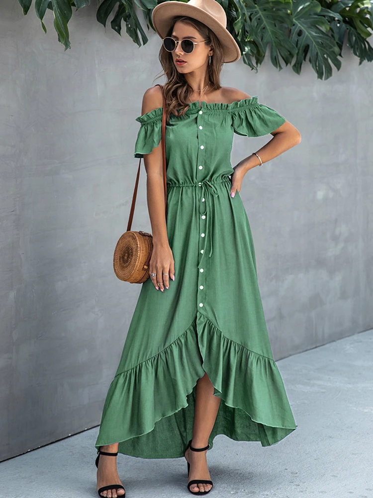 Женское летнее платье NEDEINS длинное элегантные платья с открытыми плечами для