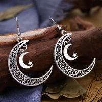 vintage crescent moon earrings moon dangle earrings handmade statement earrings women earrings aretes de mujer
