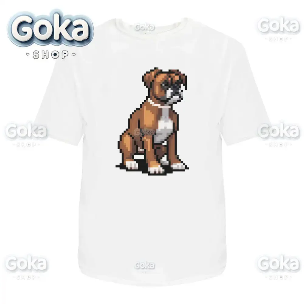 Pixel Art Boxer Dog Графические футболки Мужская одежда Новые топы и Хлопковая женская