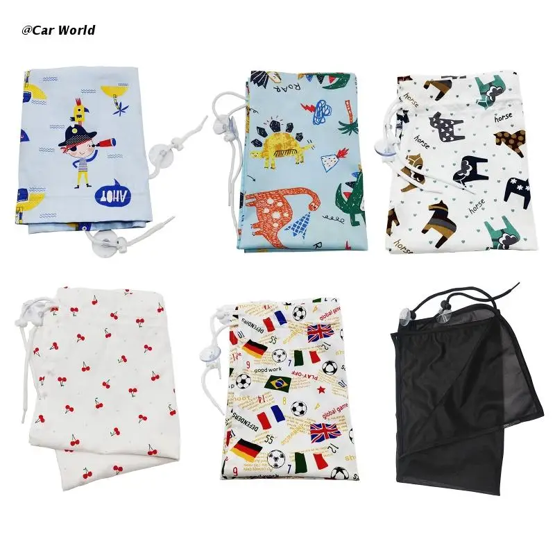 

6XDB Suction Cup Curtain Car Window Sunshade Cover Cartoon Universal Side Window Sunshade UV Protection For Kid Baby Children