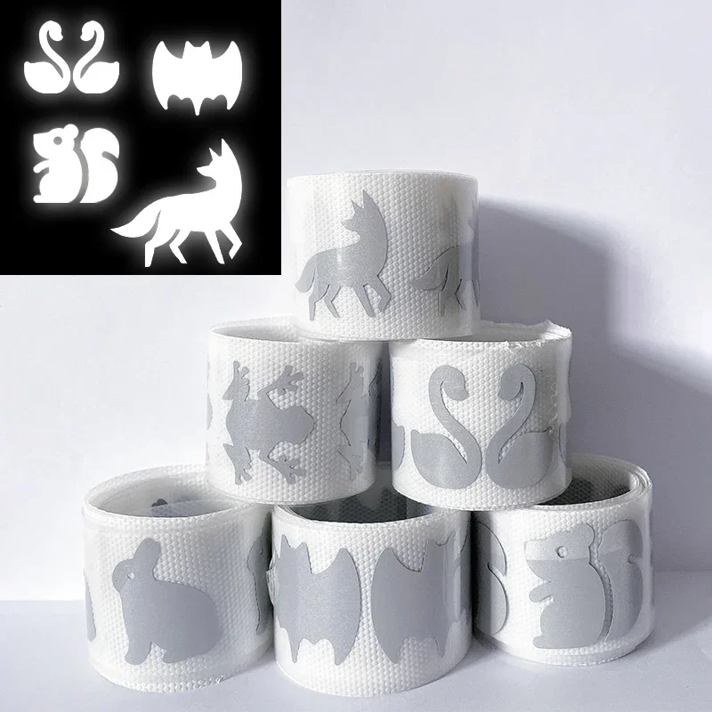 Серебряные светоотражающие термоклейкие нашивки 3 Х100 см набор с животными Vinvl